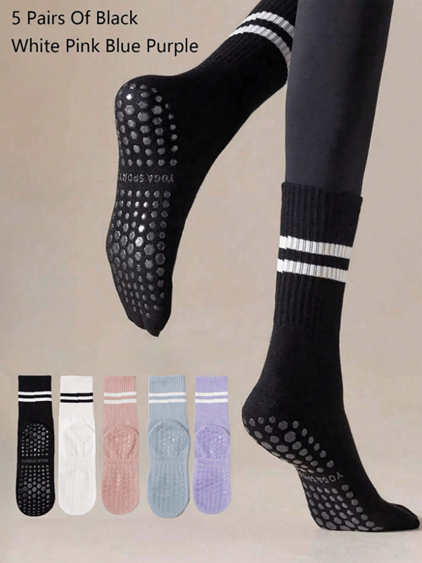 1 Pair Of Women's Non Slip Socks, Professional Non Slip Socks Suitable For Yoga, Pilates, Fitness, Floor Socks, Suitable For Daily Use, Summer Mid Tube Socks