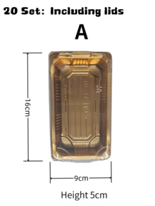20个金色寿司盒，高端一次性外卖盒，带盖，防雾盖，日式商业包装盒，适合情人节食品包装，心形包装盒 - 多色(含蓋) - 查看 8