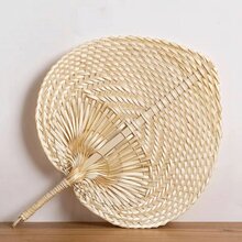 1 件 7.8/11.8 英寸手工编织藤条心形风扇，桃形装饰，轻薄，适用于室内外降温 - 杏色 - 查看 8