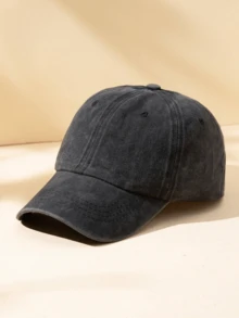 1 pieza Gorra de béisbol unisex suave, gorra de béisbol de unicolor lavado en estilo coreano, casual y versátil para usar en la calle en verano - Gris Oscuro - Ver 8