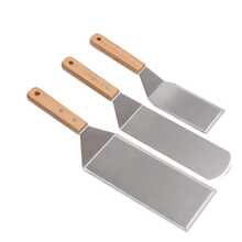 Set de espátulas de metal de acero inoxidable, giradora de hamburguesas, plancha y raspador para barbacoa y planchas planas - Plateado - Ver 1
