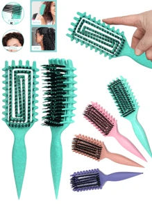 Cepillo definidor de rulos para cabello rizado, rizado y liso - Disponible en varios estilos. Alisa, da forma y desenreda sin tirar ni causar roturas. Accesorios para el cabello, peine, herramientas para el cabello, productos para el cabello y accesorios para salón de belleza, artículos esenciales de viaje.