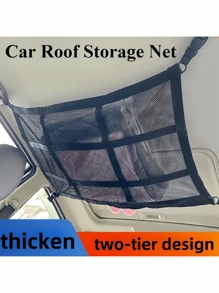 1pc Universal Car Roof Net Bag, Adjustable Zipper Car Storage Cargo Mesh Netting Organizer