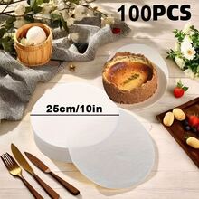 100 Piezas de papel de hornear redondo antiadherente, forros liberadores de moldes de tartas redondos - Perfecto para tartas de queso, tartas esponjosas, galletas, panes, freidoras de aire, ollas holandesas, separadores de magdalenas y tartas congeladas - Blanco - Ver 13