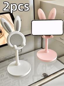 2pcs Desktop Accessories Cartoon Cute Bunny Desktop Cell Phone Holder Tablet Universal Adjustable Telescopic Lift Students Lazy Stand Desktop Accessories For The Living Room Bedroom And Other Scenes Home Goodies Convenient Life