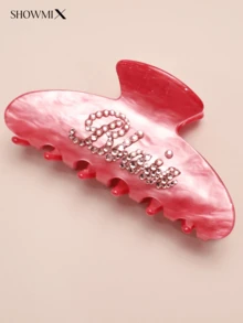 Customized Handmade Crystal Rhinestone Cloud Design Acrylic Hair Clip, Korean Fashion Accessory, Metallic Tone, Elevated Hair Claw For Updo, Colorful, Cute, Adorable, Funny, Kawaii, For Teacher, For Boys And Girls, For Teenagers, Junior High School Students, Middle School Students, High School Senior High School Students, College Students, University Students, Freshman, Sophomore, Underclassmen, Delicate Romance, Fall Decor