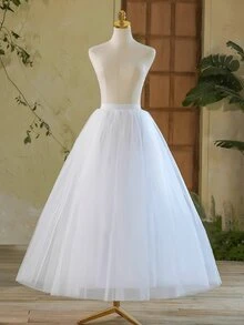 1 pieza Falda de tul de 1m de largo para uso diario, forro suave, para usar debajo de faldas y vestidos, blanco - Blanco - Ver 1