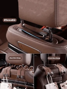 Car Hook, Car Seat Back Double Hook, Multifunctional Car Rear Seat Mobile Phone Holder