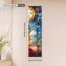 1 pieza Conjunto de tapiz con diseño de sol y luna, diseño de flores, arte estético, tapices verticales para colgar en la pared, banderas para decoración del hogar y dormitorio, de 59*15.7 pulgadas, de poliéster, incluye paquete de instalación gratis, decoración de habitación, decoración del hogar, decoración de la sala de estar, tapiz para la habitación, decoración de pared, decoración de dormitorio - Morado - Ver 14