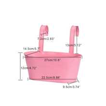 Conjunto de vasos de flores de ferro metálico com 7 peças, inclui 5 vasos de flores de metal, 5 etiquetas de plástico e 1 kit de ferramentas de transplante, para jardim de varanda, vasos de plantas com ganchos removíveis