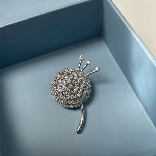 1pc Korean High-End Zirconia Dandelion Brooch, Elegant Lapel Pin Suit Accessory, Anti-Slip