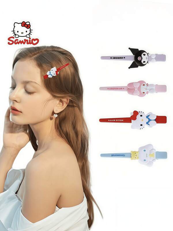 Sanrio Sanrio 1Pc Hello Kitty Cute Cartoon Hairpin. It Can Be Used As A Kawaii Side Clip For Bangs And Stray Hairs, Suitable For Use When Washing The Face And Doing Personal Hygiene. It Is A Clip With A Sweet And High-End Feel