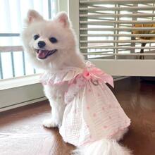 1 pièce Robe à volants romantiques et mignons en forme de cœur pour chiens de taille petite/moyenne, vêtements pour animaux de compagnie chien/chat