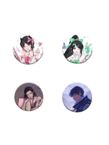 1 件特色动漫人物造型别针徽章，解锁佩戴二进制风格的新亮点，圆形可别在服装等物品上，适合动漫迷日常佩戴、动漫展览等场景佩戴 - 彩色 - 查看 1