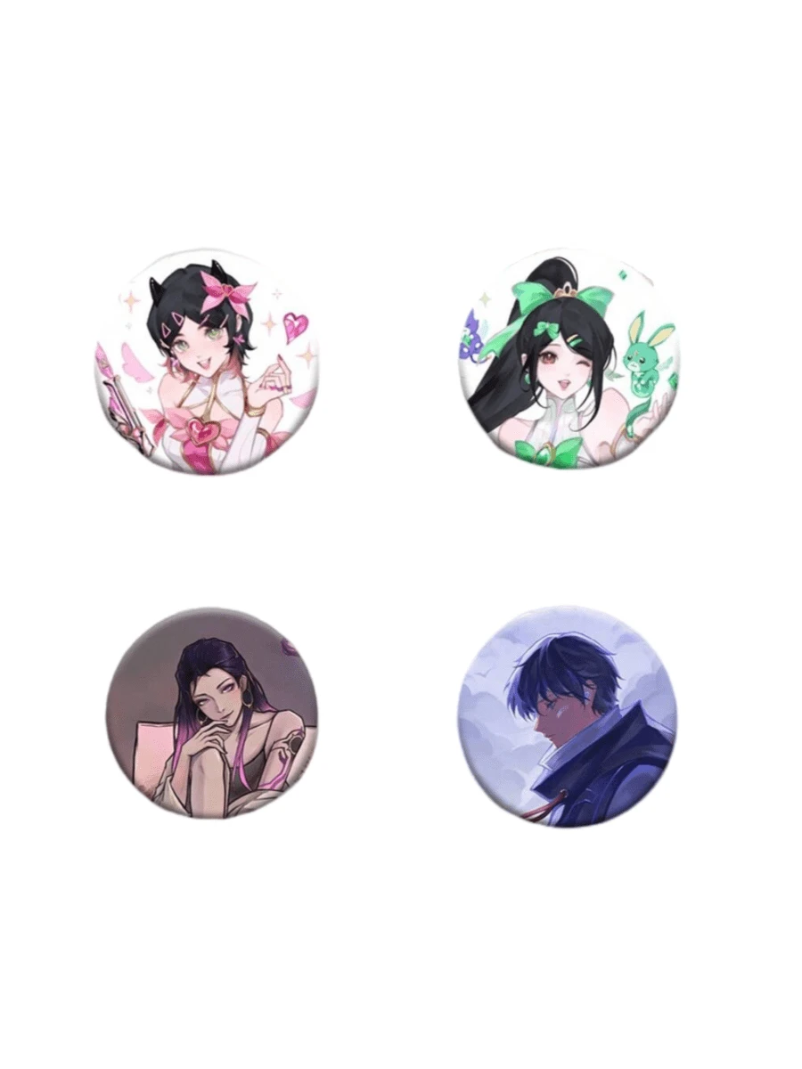 1 件特色动漫人物造型别针徽章，解锁佩戴二进制风格的新亮点，圆形可别在服装等物品上，适合动漫迷日常佩戴、动漫展览等场景佩戴 - 彩色 - 查看 1