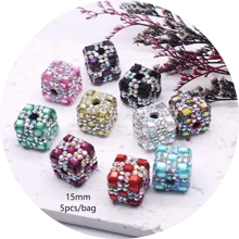 5 pezzi di perle in resina acrilica a forma di fiore di colore casuale per realizzare catene per telefono, accessori per la creazione di gioielli fai-da-te, con resistenza elevata