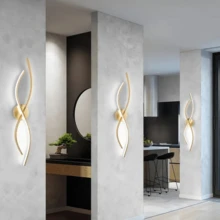 1 件 23.6 英寸个性化简约房间装饰相交线图案 LED 壁灯，北欧风格，三色调光，高端壁灯，适用于卧室、厨房、床头、酒店、走廊、客厅、沙发背景