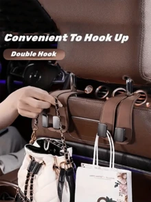 Car Hook, Car Seat Back Double Hook, Multifunctional Car Rear Seat Mobile Phone Holder