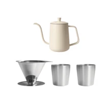Bình pha cà phê chuyên nghiệp Pour Over có nhiệt kế, thép không gỉ 304 có tay cầm bằng gỗ, chịu nhiệt khi quay lại trường - Nhiều màu - Xem 15