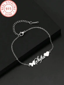 Customized Name Bracelet With Butterfly And Heart Charm, Simple And Elegant Style For Daily Wear, Perfect Birthday Gift, Holiday Gift, Valentine's Day Gift, Mother's Day Gift, Christmas Gift - Multicolor - View 4