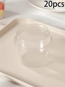 20 Pieces Of 8.45-Ounce Transparent Plastic Cupcake Containers With LIDS And Spoons - Frozen PET Material, Round, Perfect For Takeout Packaging Of Pudding, Ice Cream, Cheese, Fruit Salad And Dessert