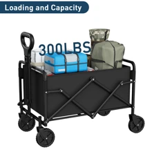 Tuenort 1pc 300LBS Garden Wagon, Heavy-Duty Collapsible Cart, Foldable Wagon, Folding Outdoor Utility Yard Cart, Camping Gear And Equipment, Large Capacity, Portable Grocery Wagon, All-Terrain Cart For Carring Christmas Decorations & Home Decor