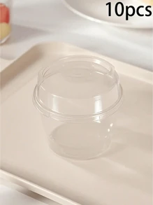 20 Pieces Of 8.45-Ounce Transparent Plastic Cupcake Containers With LIDS And Spoons - Frozen PET Material, Round, Perfect For Takeout Packaging Of Pudding, Ice Cream, Cheese, Fruit Salad And Dessert