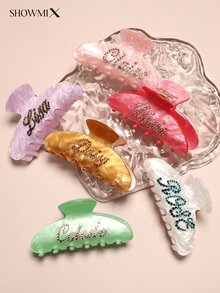 Customized Handmade Crystal Rhinestone Cloud Design Acrylic Hair Clip, Korean Fashion Accessory, Metallic Tone, Elevated Hair Claw For Updo, Colorful, Cute, Adorable, Funny, Kawaii, For Teacher, For Boys And Girls, For Teenagers, Junior High School Students, Middle School Students, High School Senior High School Students, College Students, University Students, Freshman, Sophomore, Underclassmen, Delicate Romance, Fall Decor