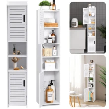 5 Tier Bathroom Storage Cabinet Floor Standing Display Cabinet Kitchen Organizer Unit - White - View 1