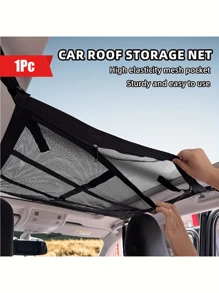 1pc Universal Car Roof Net Bag, Adjustable Zipper Car Storage Cargo Mesh Netting Organizer