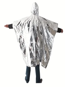 1 Stück Outdoor Notfall-Überlebensdecke für Menschen mit Silbereffekt, tragbare Outdoor-Notfalldecke, multifunktionale Isolationsdecke, silberner Regenmantel-Notfallausrüstung für Wanderungen