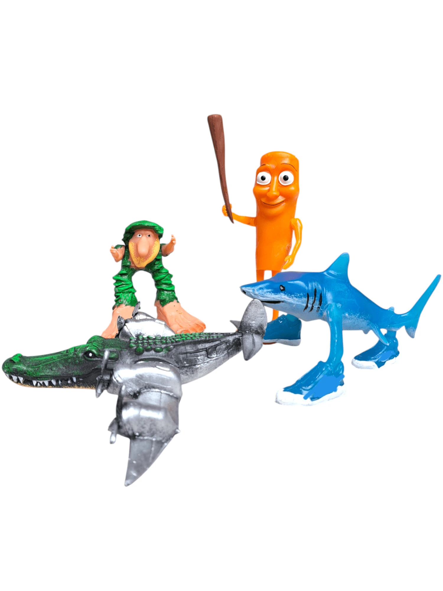 Set Tralalero Tralala 4 figuras de 10 cm bombardero cocodrilo Tung Tung Sahur BRR BRR Patapim y Tralalero juguetes coleccionables figuras articuladas para niños - Multicolor - Ver 1