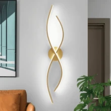 1 件 23.6 英寸个性化简约房间装饰相交线图案 LED 壁灯，北欧风格，三色调光，高端壁灯，适用于卧室、厨房、床头、酒店、走廊、客厅、沙发背景