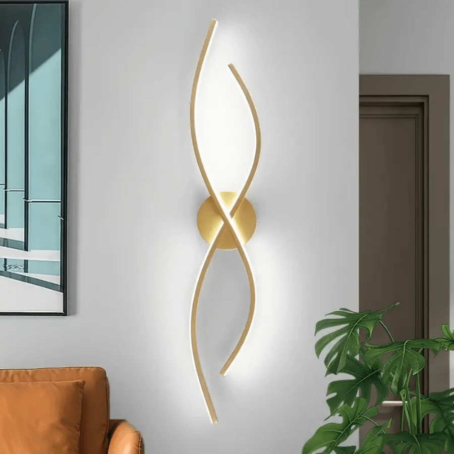 1 件 23.6 英寸个性化简约房间装饰相交线图案 LED 壁灯，北欧风格，三色调光，高端壁灯，适用于卧室、厨房、床头、酒店、走廊、客厅、沙发背景