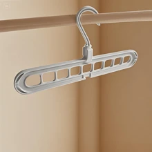 2pcs 9-Hole Folding Clothes Hangers, Multi-Functional Non-Slip Plastic Portable & Wall-Mountable Closet Organizer, Rotatable, For Wardrobe, Bedroom, Dorm, Simplified Storage All Seasons