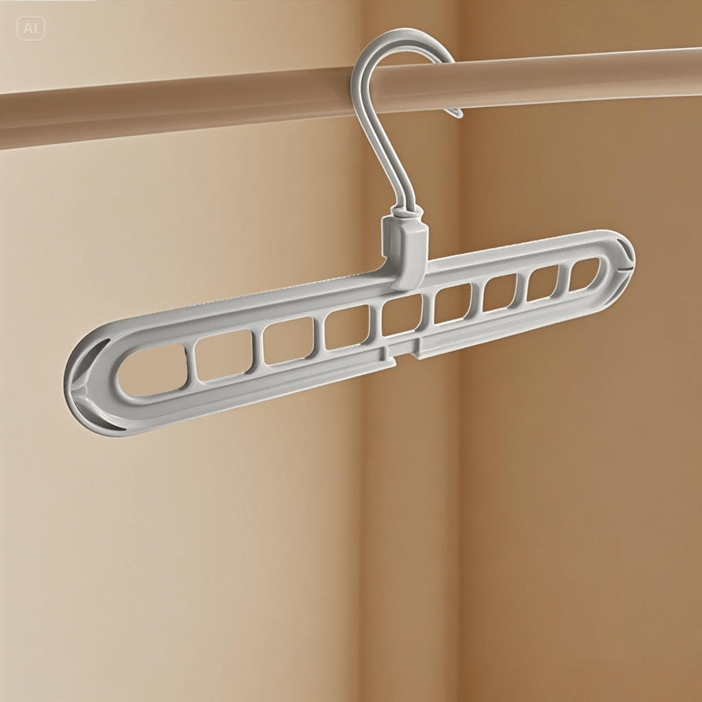 2pcs 9-Hole Folding Clothes Hangers, Multi-Functional Non-Slip Plastic Portable & Wall-Mountable Closet Organizer, Rotatable, For Wardrobe, Bedroom, Dorm, Simplified Storage All Seasons