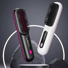 Peine alisador de pelo inalámbrico portátil, 3 ajustes de temperatura, calentamiento rápido, temperatura constante y diseño anti-quemaduras, pantalla digital LED inteligente, carga USB, portátil, perfecto para el hogar y los viajes, regalo ideal para mujeres - Multicolor - Ver 13