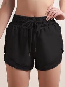 Shorts de yoga 2 en 1 para mujeres con tela de secado rápido y bolsillos de malla - Para fitness casual, entrenamientos en el gimnasio - Adecuado para el verano - Para mujeres - Perfecto para un estilo de vida activo