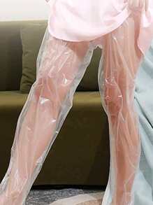 10 piezas = 5 pares de película desechable para los pies con cubierta de la planta del pie Película transparente para el cuidado de los pies Película de plástico PE de tubo largo Cubierta impermeable para los pies, máscara para la pierna con cubierta para el pie y la pierna, alta transparencia impermeable y humectante Cubierta para el cuidado de los pies. (Las bandas de goma son de colores aleatorios.)