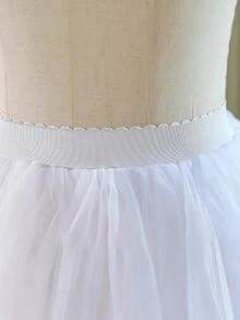 1 pieza Falda de tul de 1m de largo para uso diario, forro suave, para usar debajo de faldas y vestidos, blanco - Blanco - Ver 2