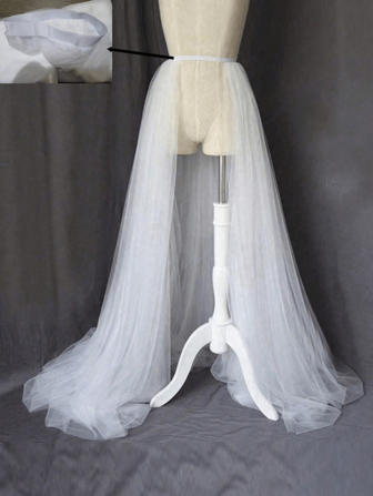 1 Pc Women Bridal Wedding Gown Accessory Long Tulle Skirt, High Waist Elegant Stage Model Runway Maxi Dress