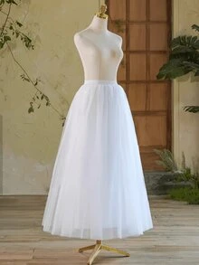 1 pieza Falda de tul de 1m de largo para uso diario, forro suave, para usar debajo de faldas y vestidos, blanco - Blanco - Ver 4