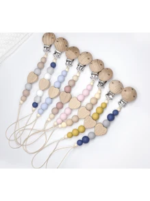 1 Personalized Heart Pacifier Clip Custom Baby Pacifier Clip DIY Custom Name Mouth Clip Mouth Chain - Friend Gift/Comfort Gift/Wooden Chain Gift/Holiday Gift/Birthday Gift/New Year Gift, Christmas Gift Baby's First Gift, Super Cute Back To School