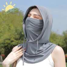 1pc 4-In-1 Full Face Sun Protection Neck Gaiter, UV-Proof, Ice Silk Breathable Face Mask For Cycling, Ear-Hook Design