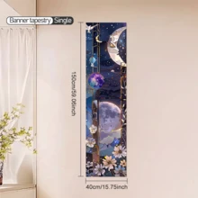 1 pieza Conjunto de tapiz con diseño de sol y luna, diseño de flores, arte estético, tapices verticales para colgar en la pared, banderas para decoración del hogar y dormitorio, de 59*15.7 pulgadas, de poliéster, incluye paquete de instalación gratis, decoración de habitación, decoración del hogar, decoración de la sala de estar, tapiz para la habitación, decoración de pared, decoración de dormitorio - Morado - Ver 11