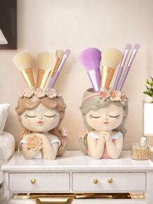 1pc Creative Little Fairy Makeup Brush Storage Tube Dressing Table Desktop Eyeshadow Eyebrow Pencil Brush Pencil Holder Storage Rack, Little Girl Light Luxury High-End Office Decorative Ornaments, Girly Heart Desktop Storage Girl Gift Ins, Best Gift, Winter, Decorations, Home, Wedding Decorations, Home Decorations, Jewelry Collection Box, Party Decoration Valentine's Day Birthday