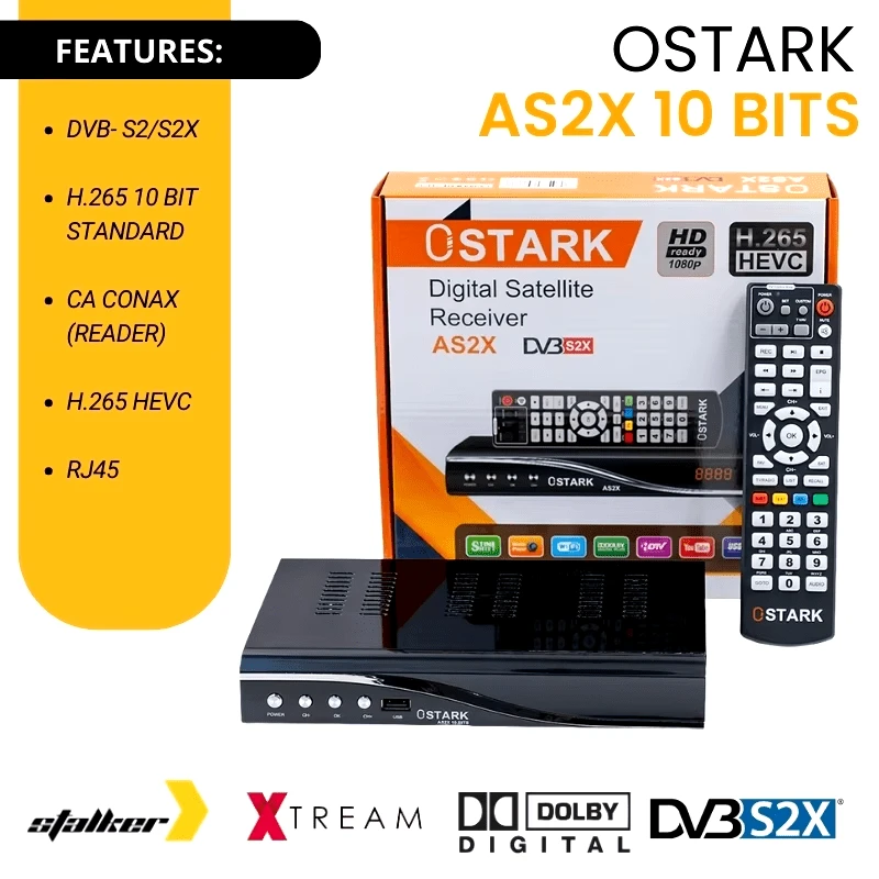 Ostark DVB-S2X Satellite TV Receiver With WiFi, H.265 HD Decoder, Dual USB, IPTV & YouTube Support - EU C Type Plug(220-240V) - View 1