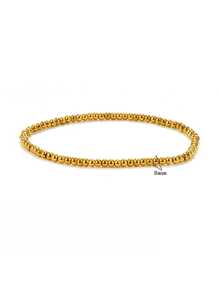 1 Stück goldfarbenes Edelstahl wasserdichtes Perlen Dehnbar Armband für Frauen, nicht anlaufend, stapelbar, kugelförmiges Perlen Design, Geschenk (Perlenanzahl zufällig)
