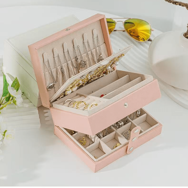 1pc Elegant Jewelry Storage Box With Multi-Compartments For Earrings, Rings, Necklaces, Bracelets - Functional Dressing Table Accessory, Available In 3 Colors For Women Storage Organizer Travel Essentials Father Gift Back To School