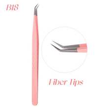 FADVAN 1 Pc Eyelash Tweezers Extension Pink Stainless Steel Superhard Tweezers With Fiber Tips High Precision Anti-Static Tweezers